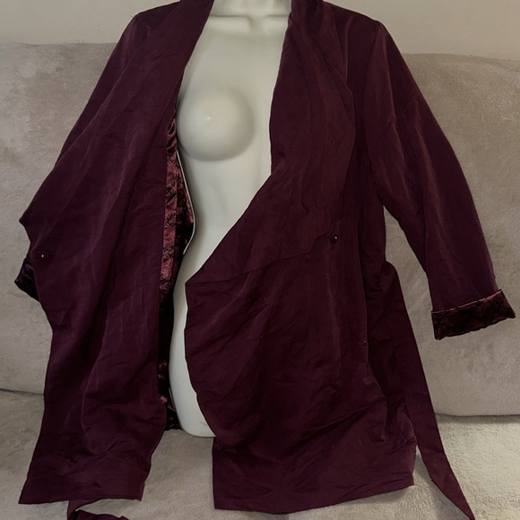 H&M Maroon and black US 10 jacket belted New - Picture 3 of 9